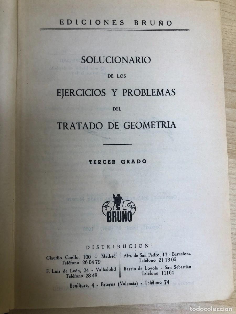 Libros de segunda mano: Solucionario Geometr&iacute;a Tercer Grado Ediciones Bru&ntilde;o 1958 ejercicios y problemas - Foto 6