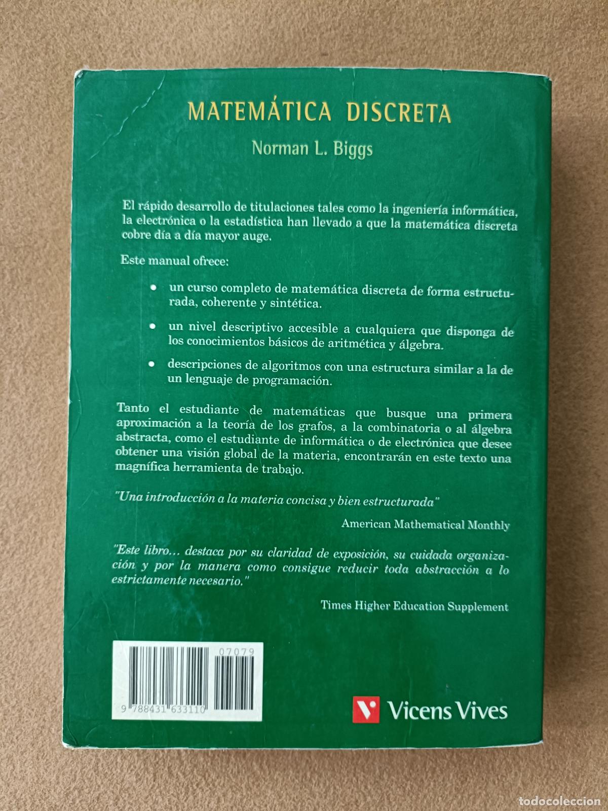 Libros de segunda mano: Matem&aacute;tica Discreta. Norman L. Biggs, Vicens Vives - Foto 2