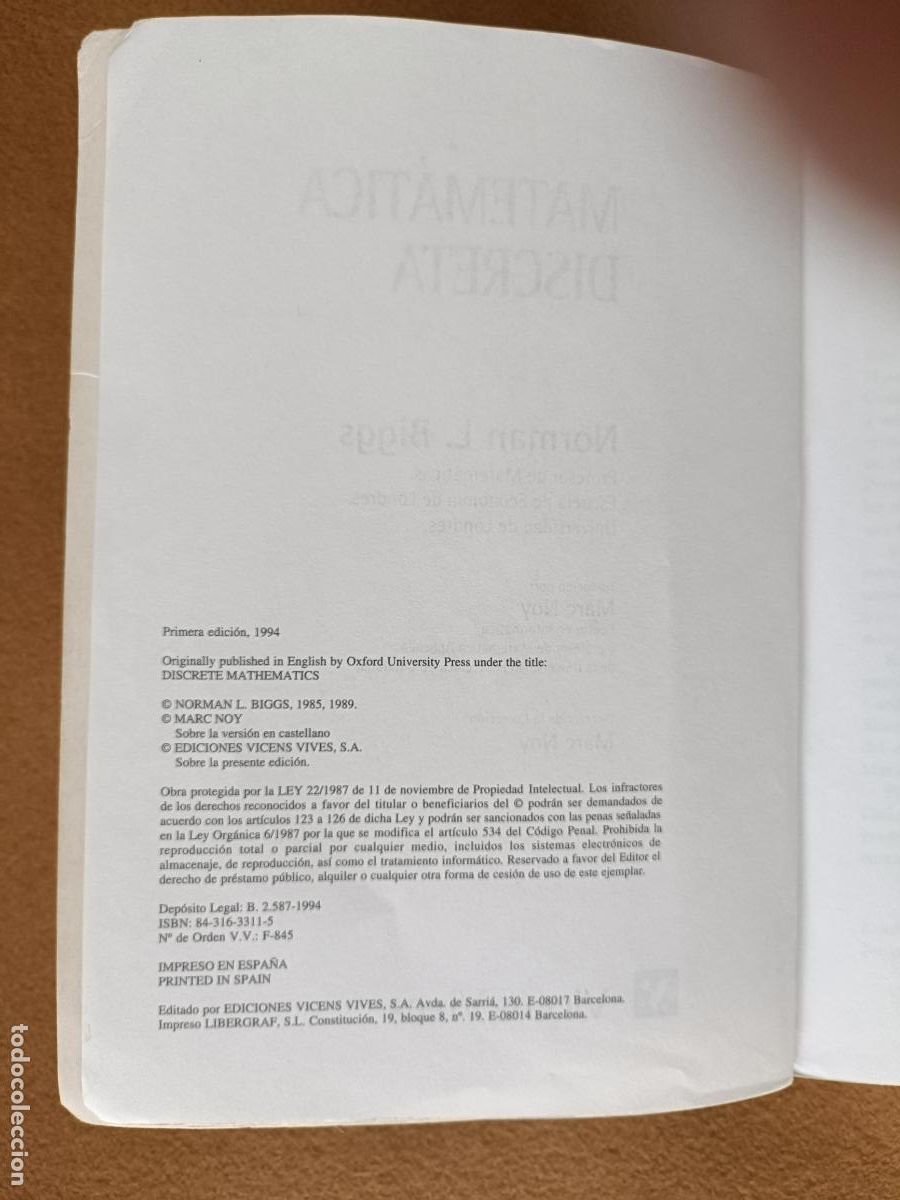 Libros de segunda mano: Matem&aacute;tica Discreta. Norman L. Biggs, Vicens Vives - Foto 4
