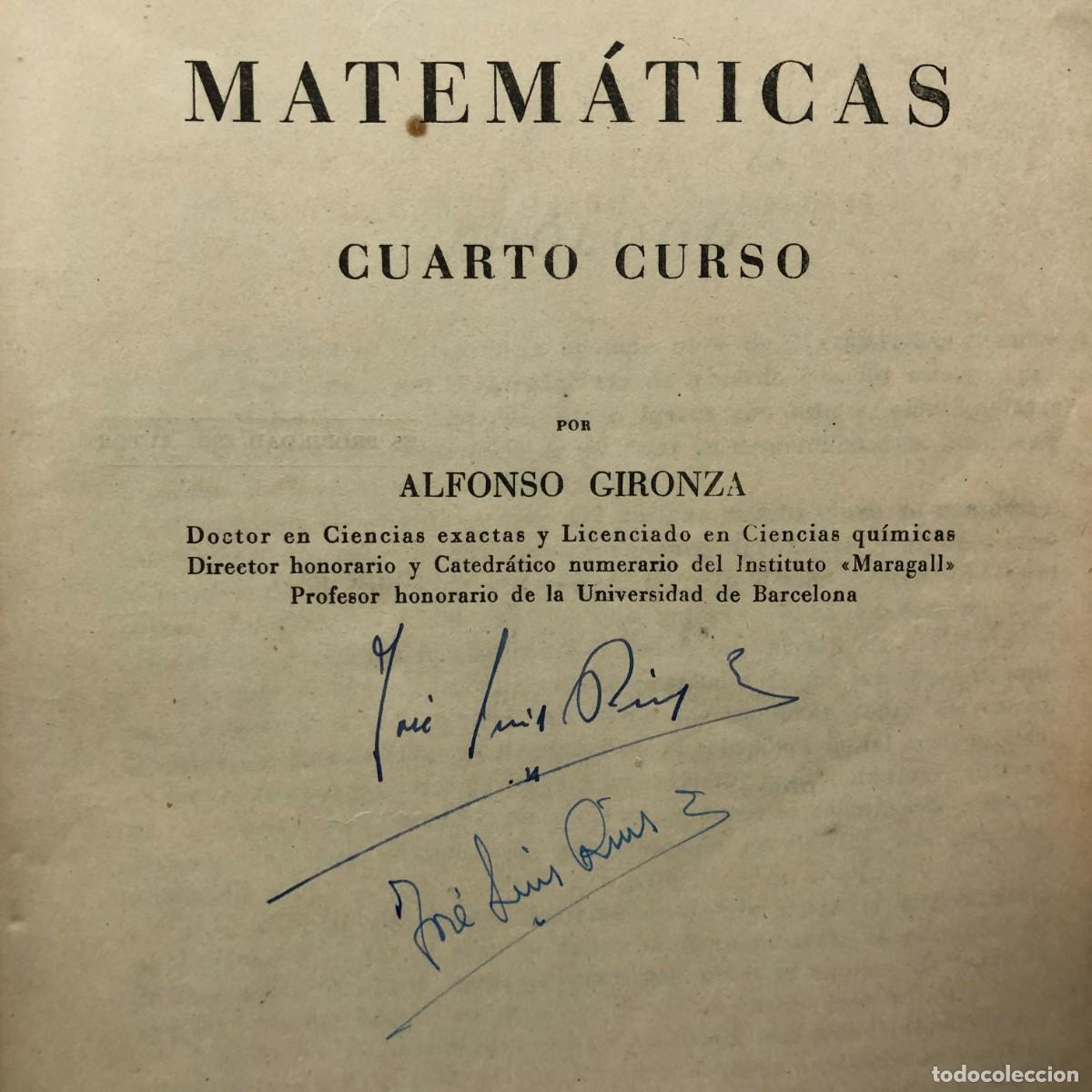 Libros de segunda mano: 4&ordm; MATEM&Aacute;TICAS - ALFONSO GIRONZA - LIBRO DE TEXTO - CUARTO CURSO / 701 - Foto 5