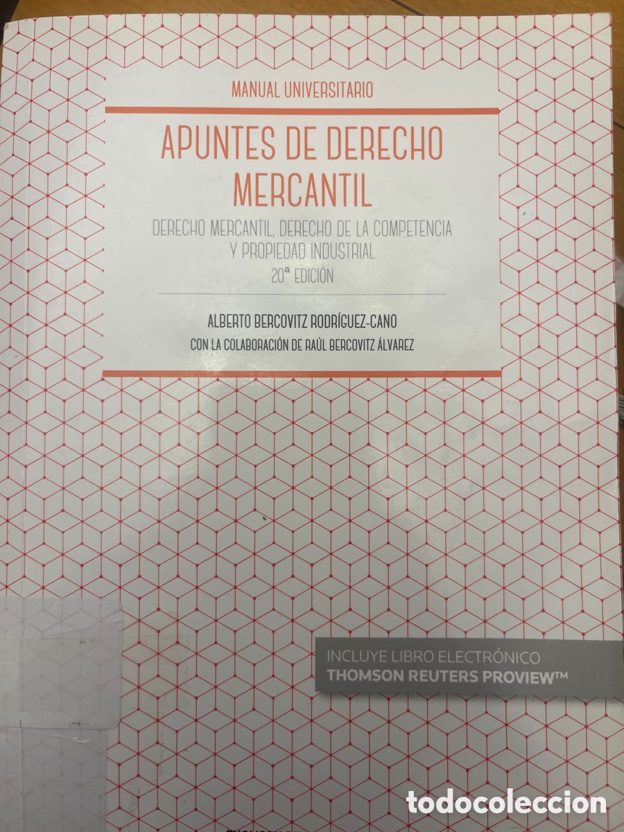 Livres d'occasion: APUNTES DE DERECHO MERCANTIL - ALBERTO BERCOVITZ RODR&Iacute;GUEZ-CANO, 20&ordf; EDICI&Oacute;N - MANUAL UNIVERSITARIO