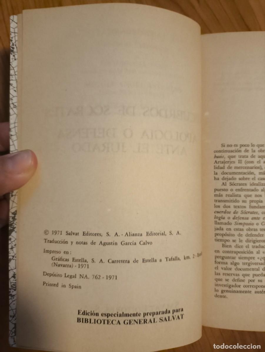 Libros de segunda mano: Libro &rdquo;Recuerdos de S&oacute;crates&rdquo; - Jenofonte (Salvat, 1971) - Foto 4
