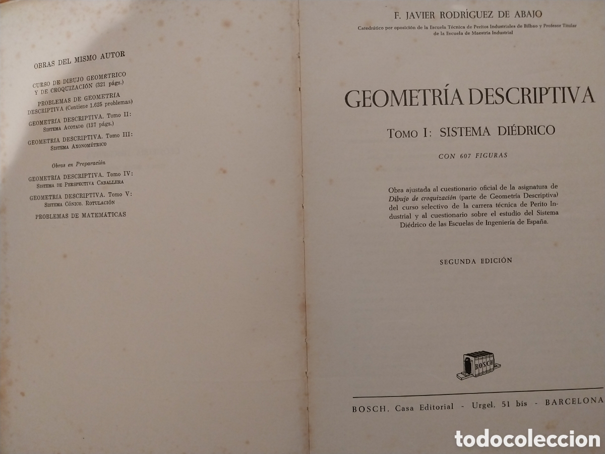 Libros: 1964-Libro &rdquo;Geometria Descriptiva&rdquo; Sistema Diedrico - Foto 4