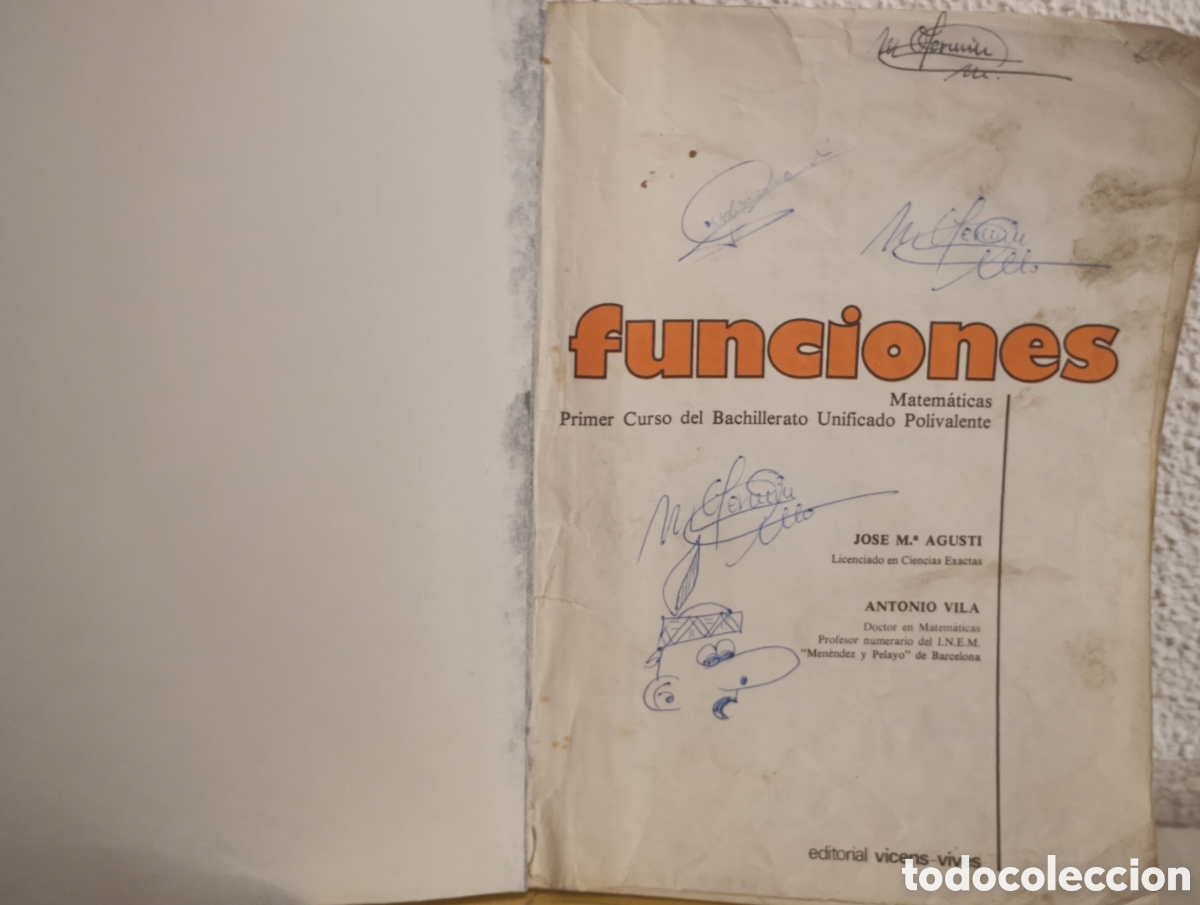 books: Libro Matem&aacute;ticas &rdquo;Funciones&rdquo; 1&ordm; BUP - J.M. Agust&iacute; y A. Vila - Ed. Vicens-Vives (A&ntilde;os 70/80)