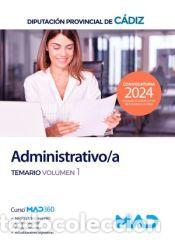 Livros: Administrativo/a. Temario volumen 1. Diputaci&oacute;n Provincial de C&aacute;diz - Ed. MAD