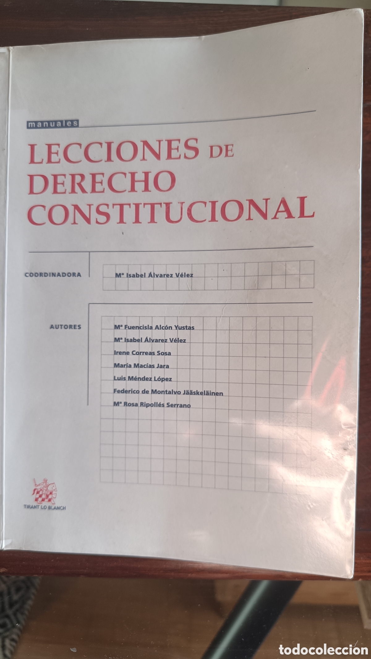 Libros: LECCIONES DE DERECHO CONSTRUCCIONAL.M.Isabel &Aacute;lvarez V&eacute;lez - Foto 1