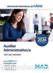Libros: Auxiliar Administrativo/a. Test del temario. Diputaci&oacute;n Provincial de C&aacute;diz - Ed. MAD