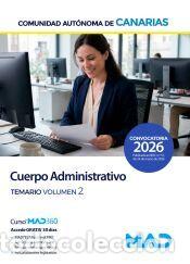 Libros: Cuerpo Administrativo. Temario volumen 2. Comunidad Aut&oacute;noma de Canarias - Ed. MAD
