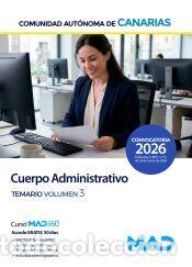 Libros: Cuerpo Administrativo. Temario volumen 3. Comunidad Aut&oacute;noma de Canarias - Ed. MAD