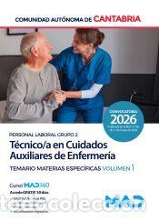 Libros: T&eacute;cnico/a en Cuidados Auxiliares de Enfermer&iacute;a (Personal Laboral Grupo 2). Temario de Materias