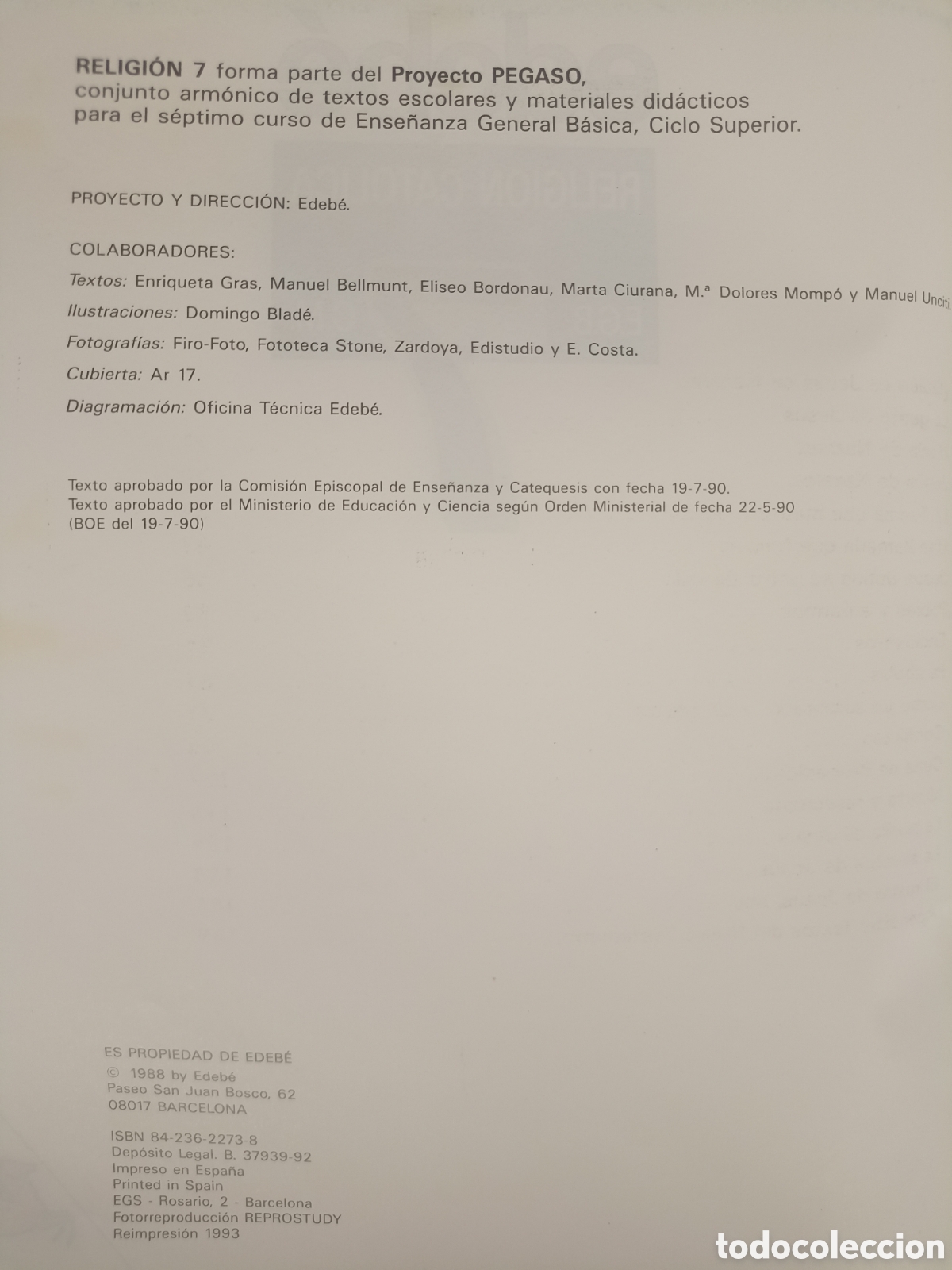 Libros: Religi&oacute;n cat&oacute;lica. 7 EGB. Ed. Edeb&eacute; - Foto 2