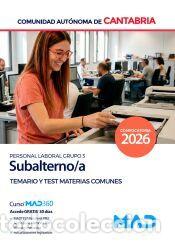 Libros: Subalterno/a (Personal Laboral Grupo 3). Temario y Test de Materias Comunes. Comunidad Aut&oacute;noma de