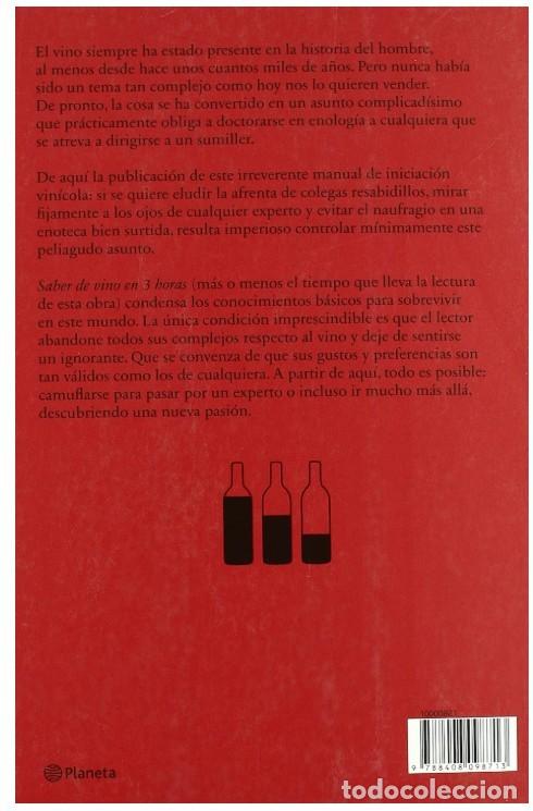 Libros: Saber de vino en 3 horas. Edit. Planeta. - Foto 2