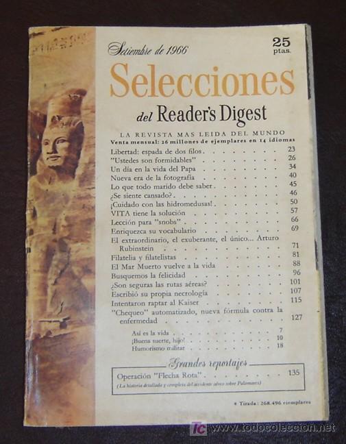 Libros: READERS DIGEST - Septiembre 1966 - Foto 1
