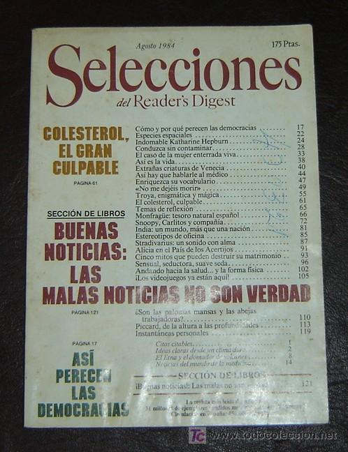 Libros: READERS DIGEST - agosto 1984 - Foto 1