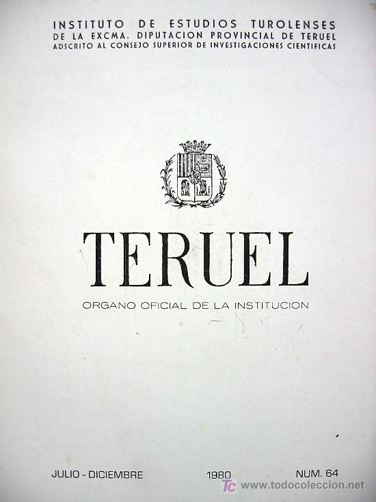 Livros em segunda m&atilde;o: REVISTA TERUEL. N&ordm; 64.- JULIO-DICIEMBRE 1980