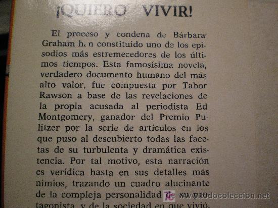 Libros: &iexcl;QUIERO VIVIR! - TABOR RAWSON - EDICIONES CEDRO 9&ordf; ED. 1964 - Foto 2