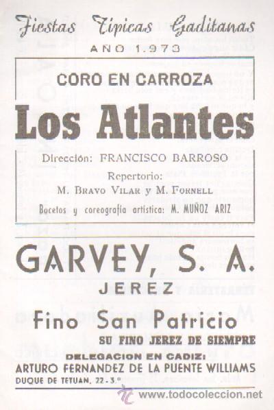 Libros: LIBRETO DE CARNAVAL DE CADIZ 1973. CORO LOS ATLANTES A-C-578 ,2