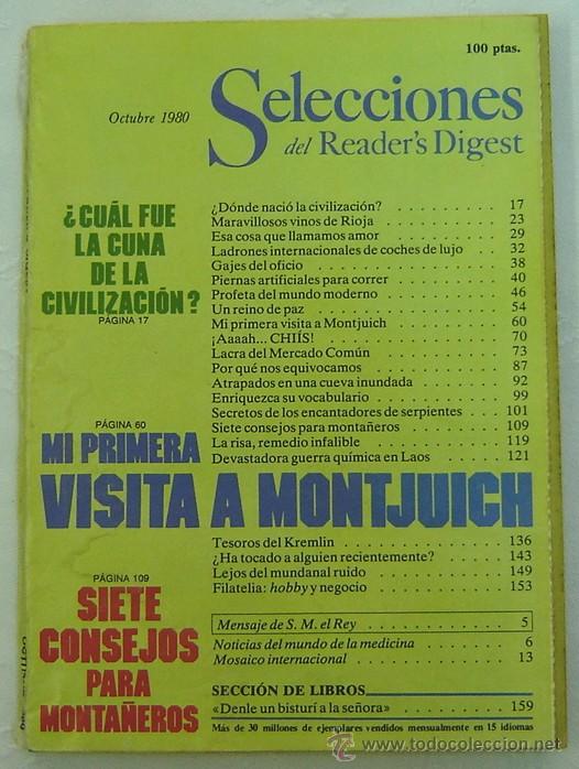Libros: SELECCIONES DEL READERS DIGEST -OCTUBRE 1980 - Foto 1