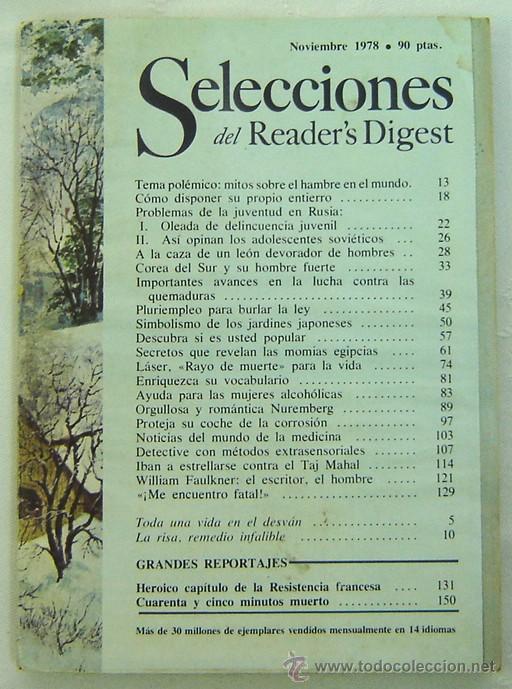 Libros: SELECCIONES DEL READERS DIGEST -NOVIEMBRE 1978 - Foto 1