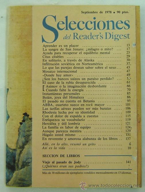 Libros: SELECCIONES DEL READERS DIGEST -SEPTIEMBRE 1978 - Foto 1