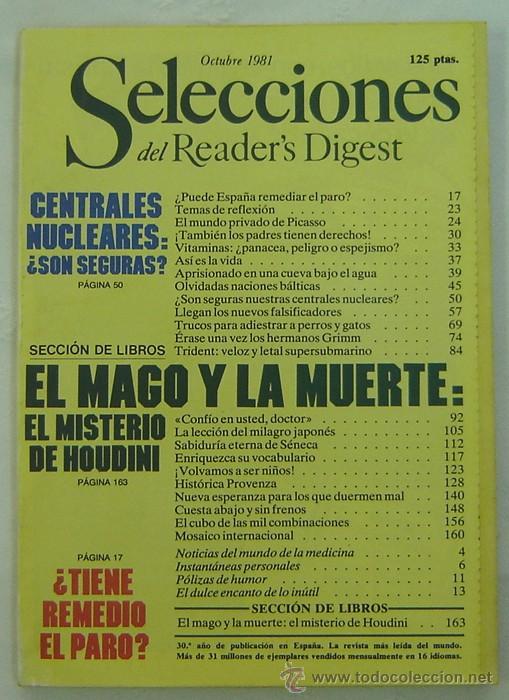 Libros: SELECCIONES DEL READERS DIGEST -OCTUBRE 1981 - Foto 1