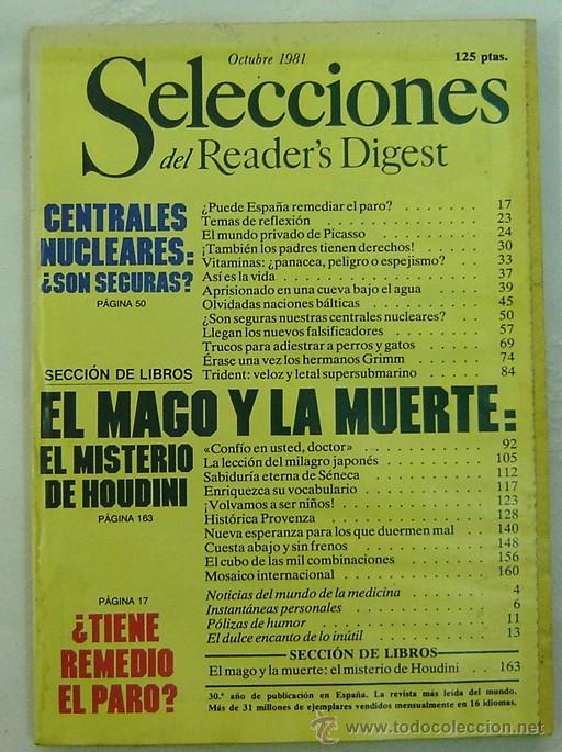 Libros: SELECCIONES DEL READERS DIGEST -OCTUBRE 1981 - Foto 1