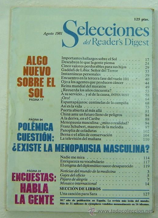 Libros: SELECCIONES DEL READERS DIGEST -AGOSTO 1981 - Foto 1