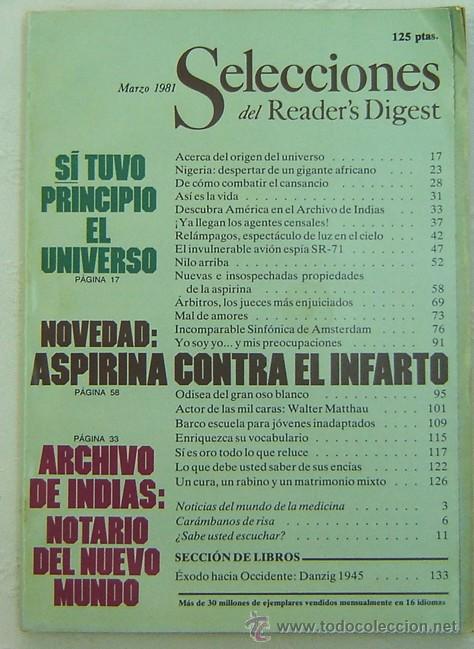 Libros: SELECCIONES DEL READERS DIGEST -MARZO 1981 - Foto 1