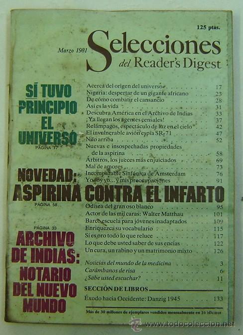 Libros: SELECCIONES DEL READERS DIGEST -MARZO 1981 - Foto 1