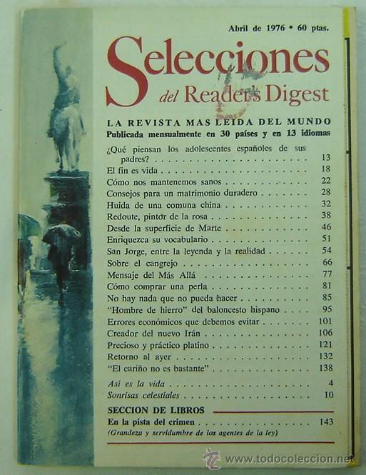 Libros: SELECCIONES DEL READERS DIGEST -ABRIL 1976 - Foto 1