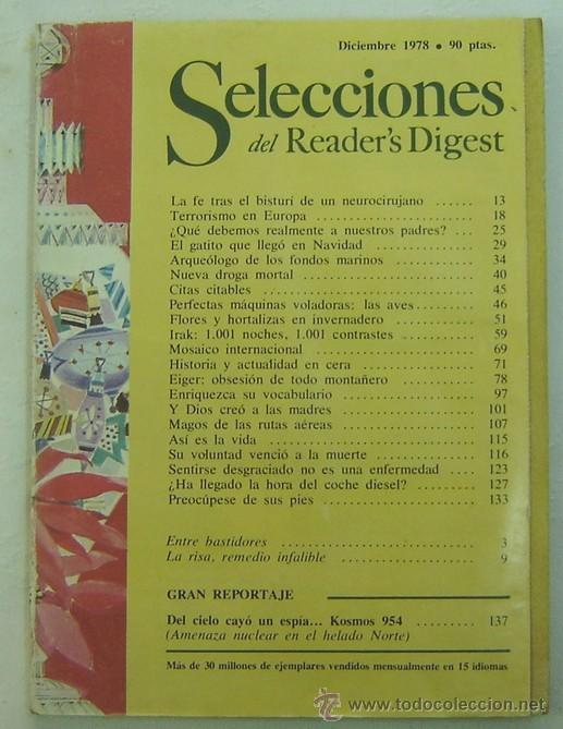 Libros: SELECCIONES DEL READERS DIGEST -DICIEMBRE 1978 - Foto 1