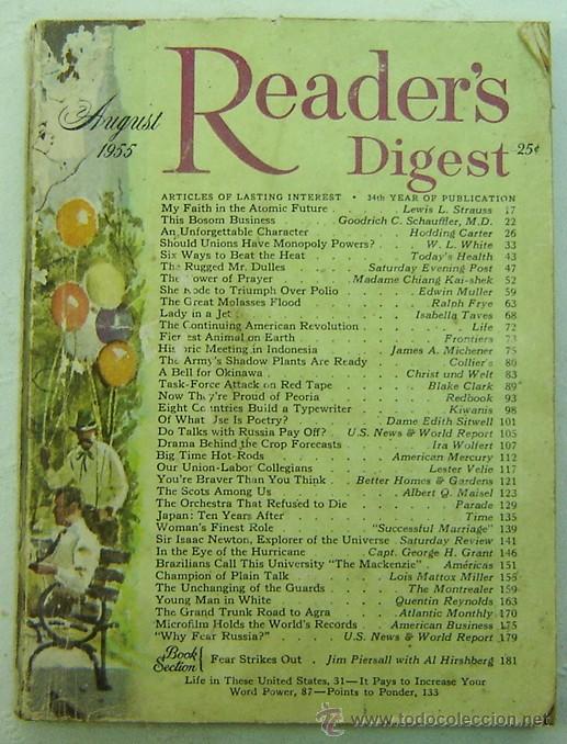 Libros: READERS DIGEST -EDICION EN LENGUA INGLESA-AUGUST 1955 - Foto 1