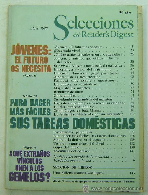 Libros: SELECCIONES DEL READERS DIGEST -ABRIL 1980 - Foto 1