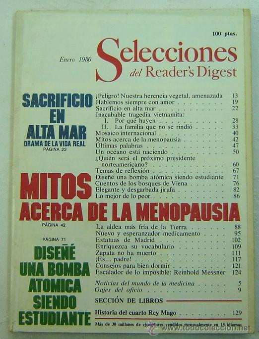 Libros: SELECCIONES DEL READERS DIGEST -ENERO 1980 - Foto 1