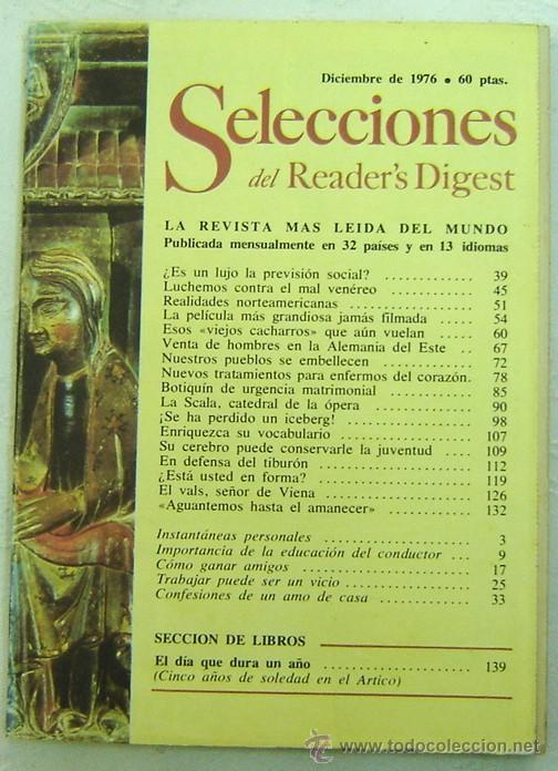 Libros: SELECCIONES DEL READERS DIGEST -DICIEMBRE 1976 - Foto 1