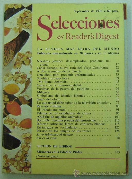 Libros: SELECCIONES DEL READERS DIGEST -SEPTIEMBRE 1976 - Foto 1