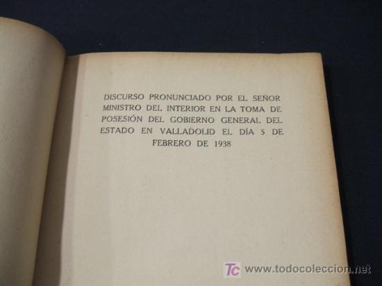 Libros: SIETE DISCURSOS - A&Ntilde;O 1938 - RAMON SERRANO SU&Ntilde;ER - Foto 3