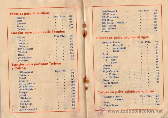Libros: Nota de precios de esencias Jose Pons, Sabadell. - Foto 2