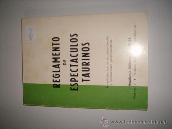 Libros: Reglamento de espectaculos taurinos. - Foto 1
