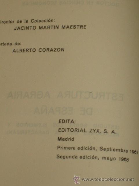 Libros: ESTRUCTURA AGRARIA DE ESPA&Ntilde;A - EDITORIAL ZYX - Foto 2