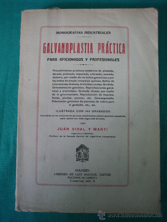 Libros: Galvanoplastica Practica por Juan Vidal y Mart&iacute; 1935 - Foto 1