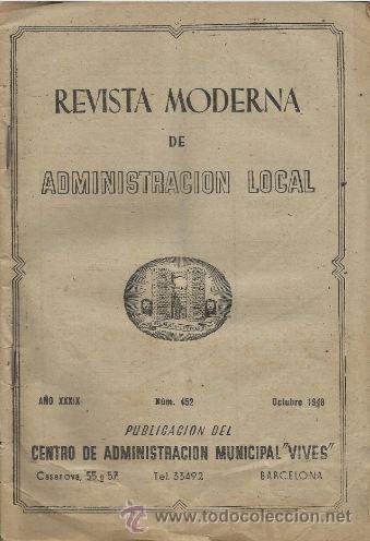 Libros: LIBRO CUADERNO REVISTA MODERNA DE ADMINISTRACION LOCAL BARCELONA A&Ntilde;O 1948 OCTUBRE