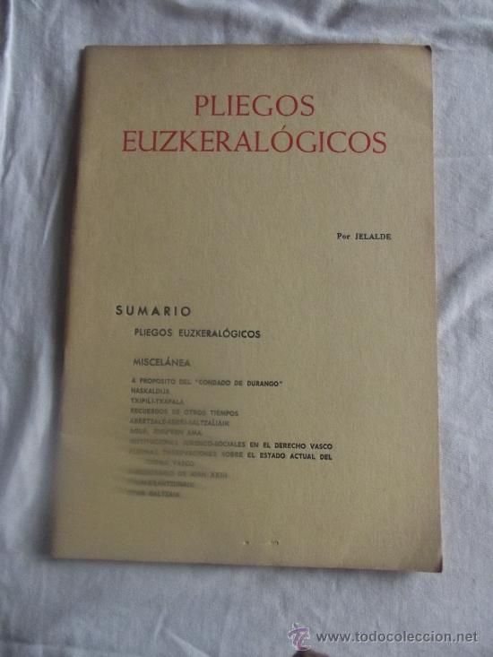 Libros: PLIEGOS EUZKERAL&Oacute;GICOS POR JELALDE - Foto 1
