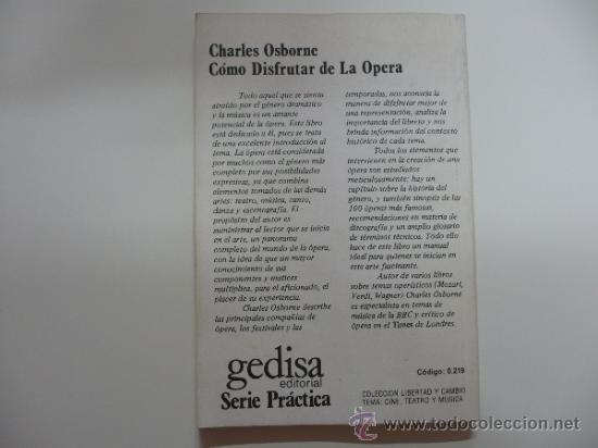Libros: COMO DISFRUTAR DE LA &Oacute;PERA. CHARLES OSBORNE. GREDISA TDK129 - - Foto 2