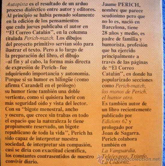 Libros: AUTOPISTA, DE PERICH. PROL. LUIS CARANDELL EN 1970. - Foto 3