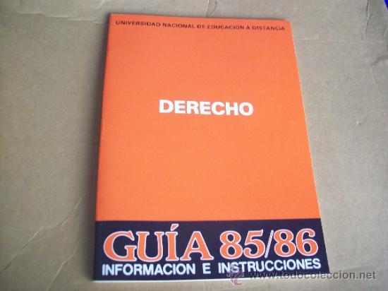 Libros: GUIA DEL ALUMNO DE DERECHO . CURSO 85/86 UNED - Foto 1
