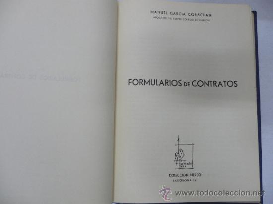 Libros: FORMULARIOS DE CONTRATOS - GARC&Iacute;A CORACHAN, MANUEL.- TDK85 - - Foto 2