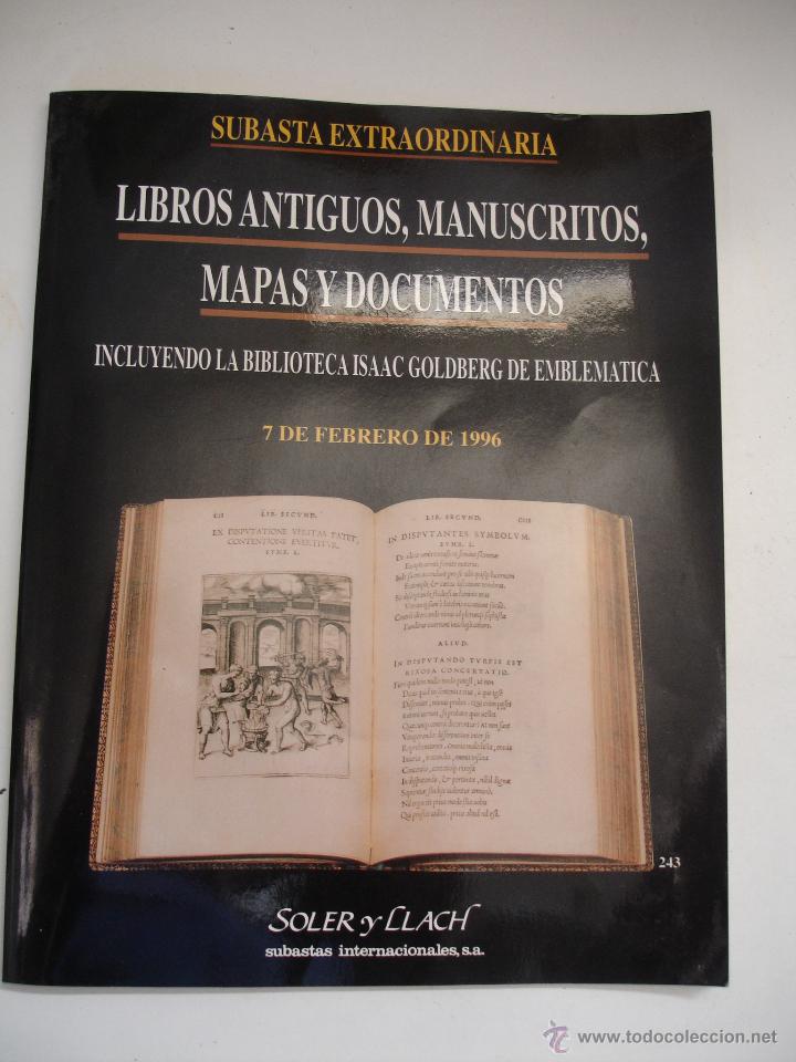 Libros: SOLER Y LLACH: CATALOGOS - SUBASTA DE LIBROS ANTIGUOS, MANUSCRITOS 1996 - Foto 1