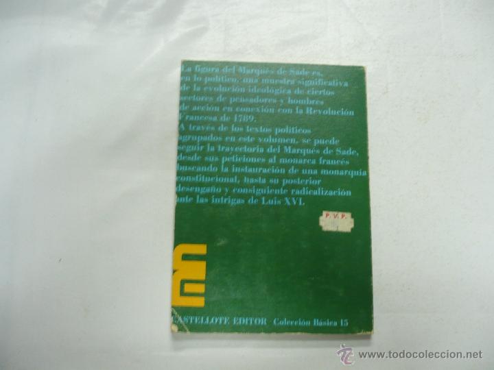 Libros: MARQUES DE SADE - ESCRITOS POLITICOS - TDK61 - - Foto 2